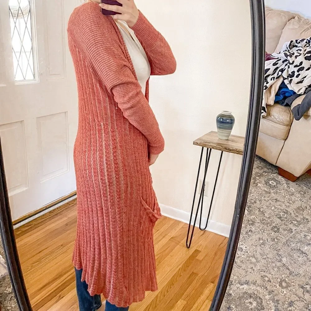 Free People Shadow Stripe Duster Cardigan L